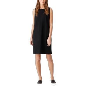 Eileen Fisher NWOT Women's Black Organic Cotton Blend Sleeveless Tank Dress Sz M